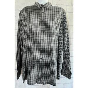 Apt 9 Black White Plaid Premier Flex Button Up Men's Shirt XXLT Long Sleeves